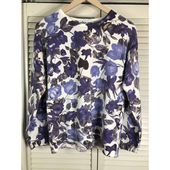 Vintage CELINA YANG Size Medium Floral Cardigan Sweater - Picture 2 of 4